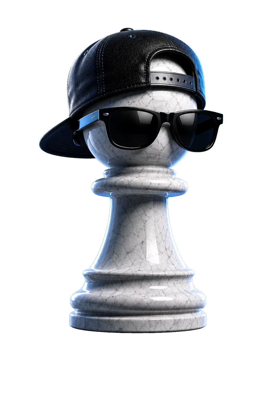 Peón de ajedrez con estilo gamer latino representando No ManChess